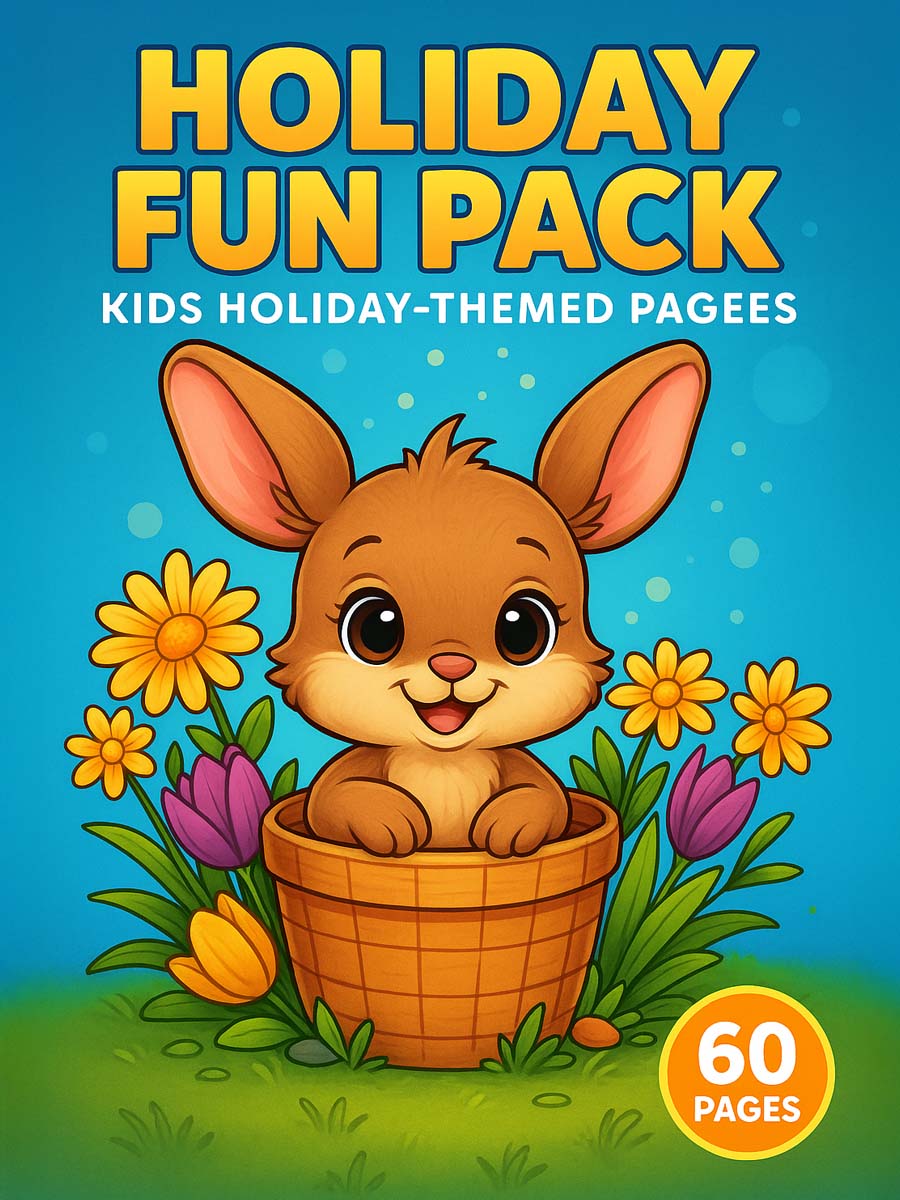 Holiday Fun Pack – 60 Kids Holiday-Themed Coloring Pages